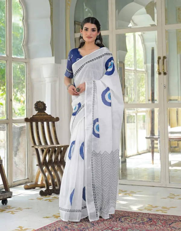 White_Najariya_Linen_Printed_Saree