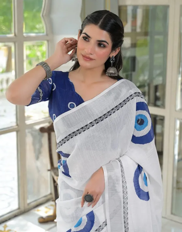 White_Najariya_Linen_Printed_Saree