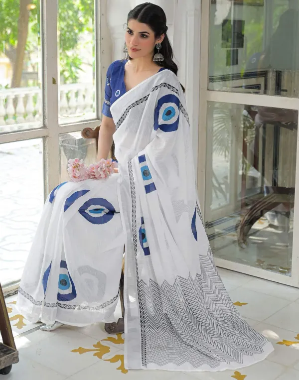 White_Najariya_Linen_Printed_Saree