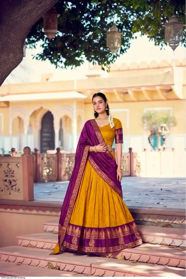 Narayan_Pattu_Lehenga_Is_A_Traditional_South_Indian_Ensemble_Crafted_From_Premium_Silk_Pattu_And_Distinguished_By_Intricate_Royal_Zari_Weaving