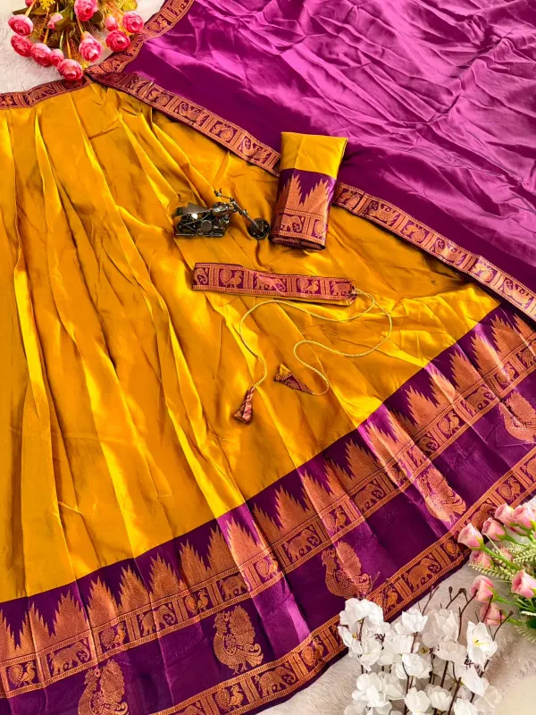 Narayan_Pattu_Lehenga_Is_A_Traditional_South_Indian_Ensemble_Crafted_From_Premium_Silk_Pattu_And_Distinguished_By_Intricate_Royal_Zari_Weaving