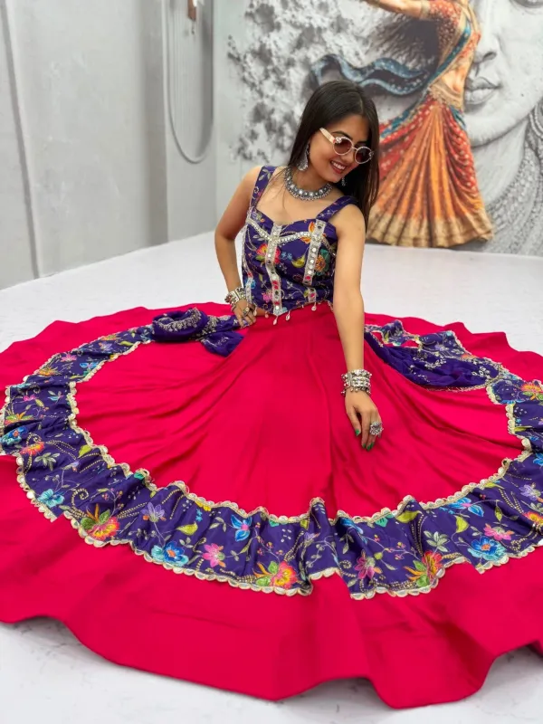 Navratri_Special_Pure_Cotton_Lehenga_Choli_Purple_Lehenga_Choli_With_Embroidered_Dupatta_Big_Border