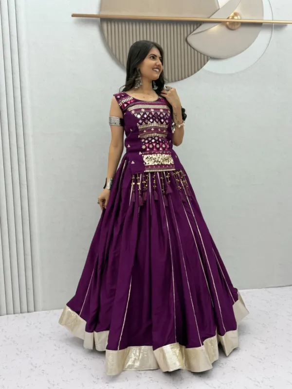 Navratri_Special_Mother_Daughter_Wine_Cotton_Mirror_Hand_Work_Lehenga_Choli