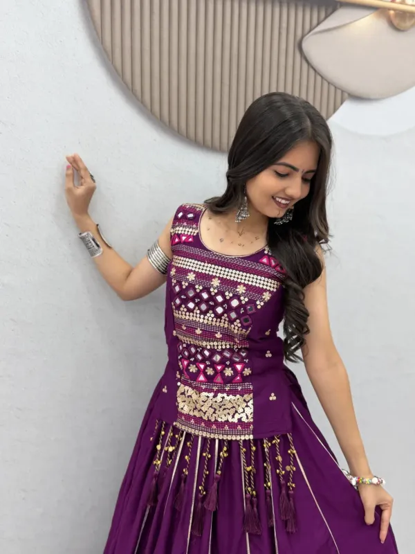 Navratri_Special_Mother_Daughter_Wine_Cotton_Mirror_Hand_Work_Lehenga_Choli