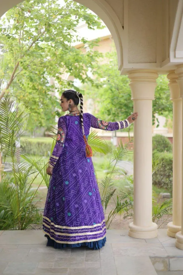 Navratri_Navy_Blue_Flared_Tiered_Lehenga_Choli_Set_With_Purple_Bandhani_Print_Shrug_Embroidered_Top_Veronica_Fashion_Hub