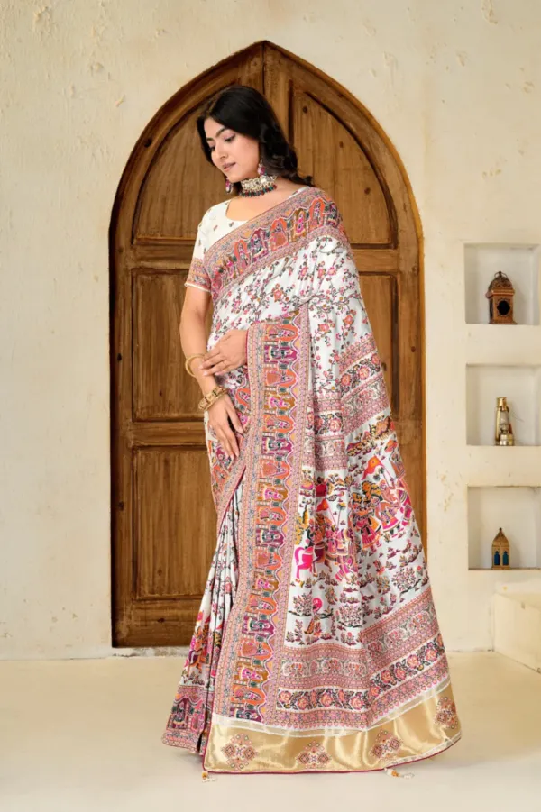 Premium_Saree_Kalamkari_Paithani_Style_Printed_Saree_With_Zari_Border_Veronica_Fashin_Hub
