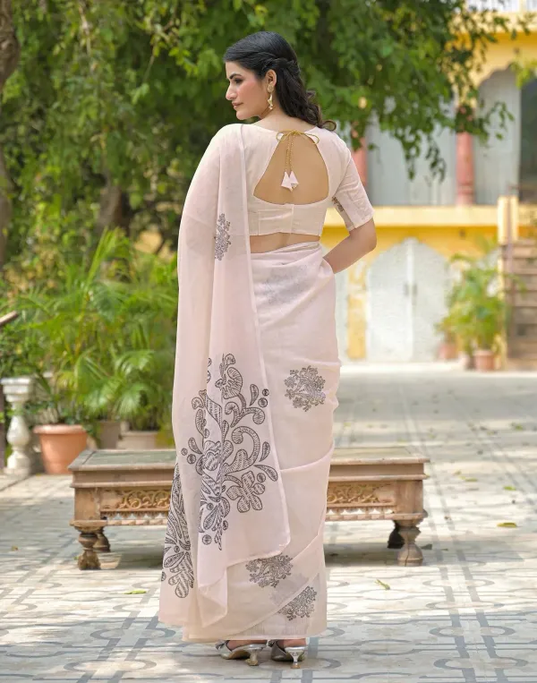 Beige_Linen_Printed_Saree