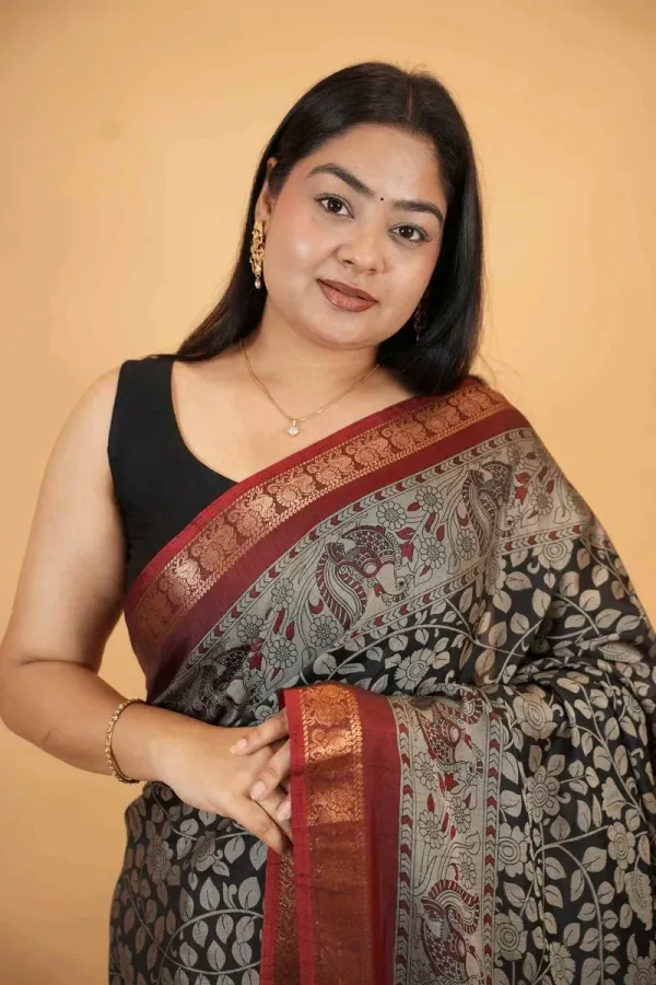 Black_Cotton_Woven_Printed_Rich_Border_Saree_For_Women