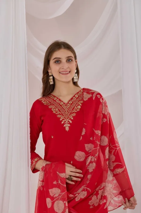 Red_Embroidered_Straight_Kurta_Set
