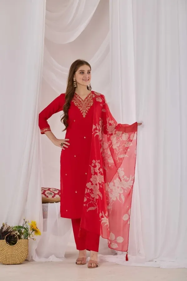 Red_Embroidered_Straight_Kurta_Set