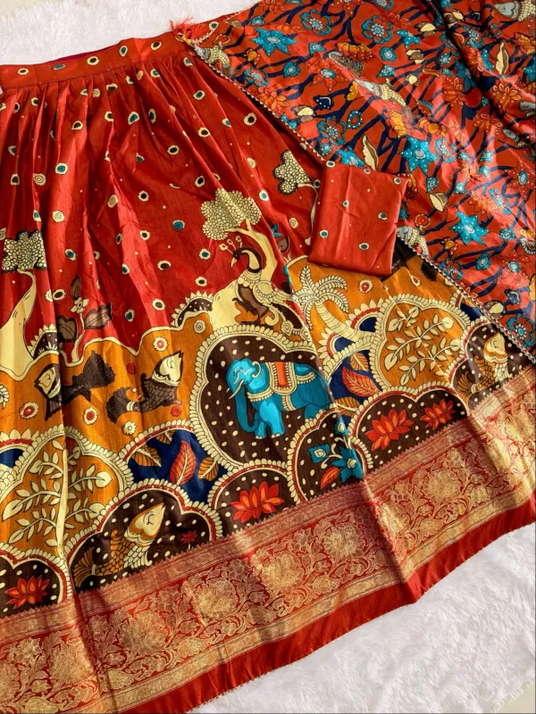 Red_Color_Zari_Weaving_Work_Kanchipuram_Women_Lehenga_Choli