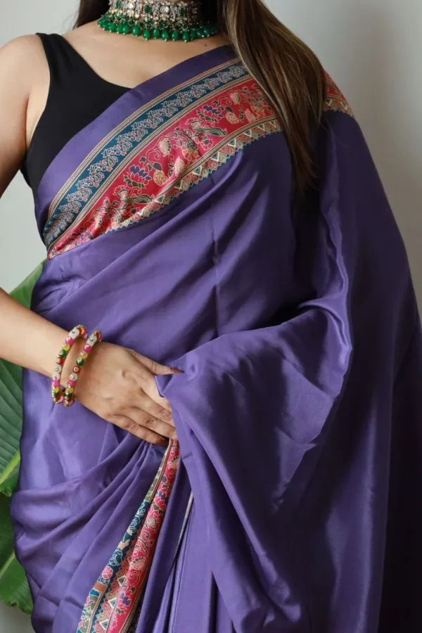 Purple_New_Madhubani_Satin_Saree_Collection_With_Blouses_Piece_For_Women