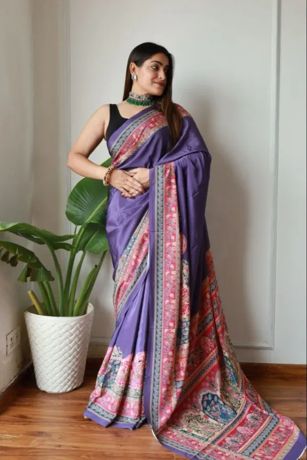 Purple_New_Madhubani_Satin_Saree_Collection_With_Blouses_Piece_For_Women