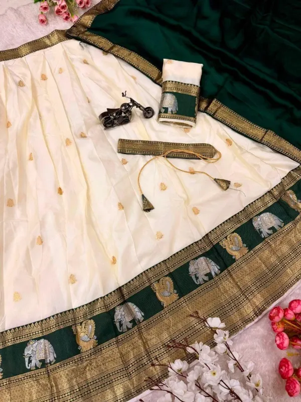 Narayan_Pattu_Lehenga_Is_A_Traditional_South_Indian_Ensemble_Crafted_From_Premium_Silk_Pattu_And_Distinguished_By_Intricate_Royal_Zari_Weaving