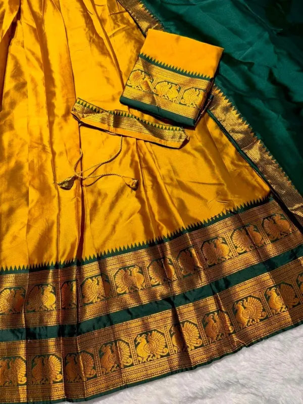Narayan_Pattu_Lehenga_Is_A_Traditional_South_Indian_Ensemble_Crafted_From_Premium_Silk_Pattu_And_Distinguished_By_Intricate_Royal_Zari_Weaving