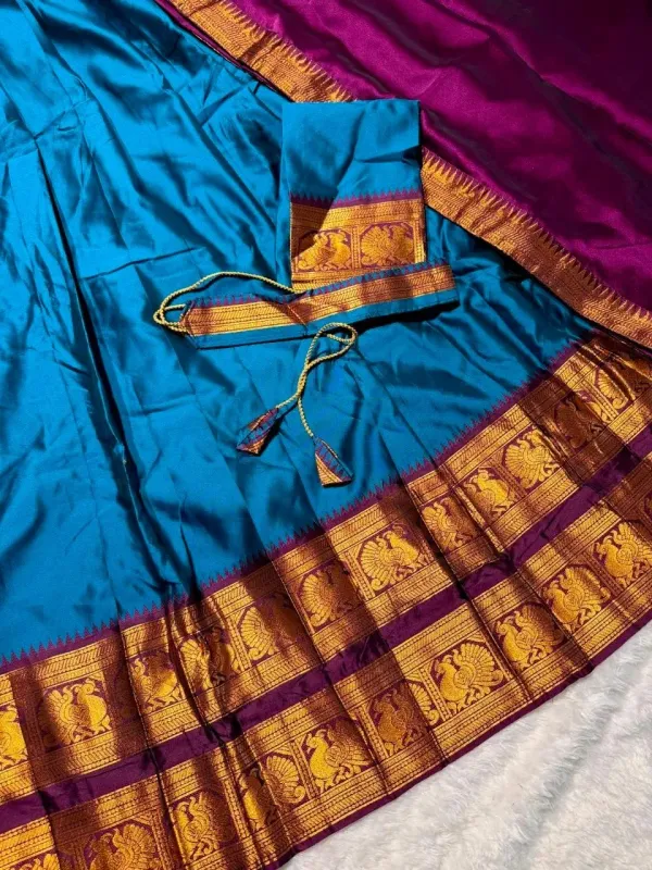 Narayan_Pattu_Lehenga_Is_A_Traditional_South_Indian_Ensemble_Crafted_From_Premium_Silk_Pattu_And_Distinguished_By_Intricate_Royal_Zari_Weaving