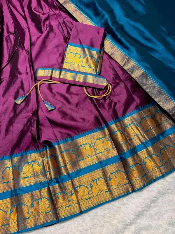 Narayan_Pattu_Lehenga_Is_A_Traditional_South_Indian_Ensemble_Crafted_From_Premium_Silk_Pattu_And_Distinguished_By_Intricate_Royal_Zari_Weaving