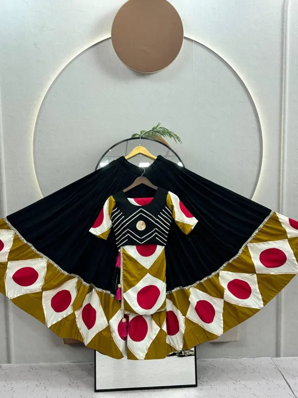 Black_Cotton_Geometric_Patchwork_Gota_Patti_Lehenga_Choli_For_Women