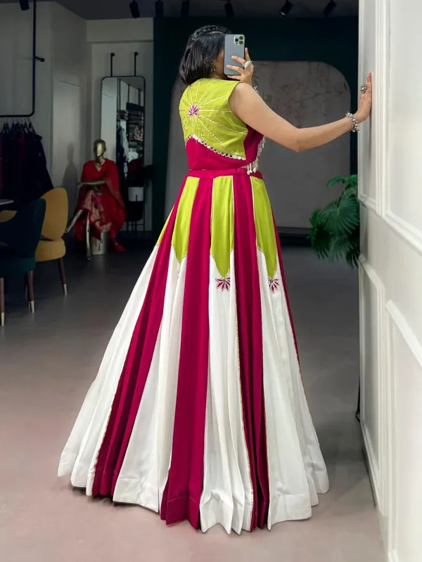 Multi_Color_White_Magenta_Lime_Green_Panel_Lehenga_Choli_Set_With_Shell_Detailing_Koti_Jacket_Veronica_Fashion_Hub