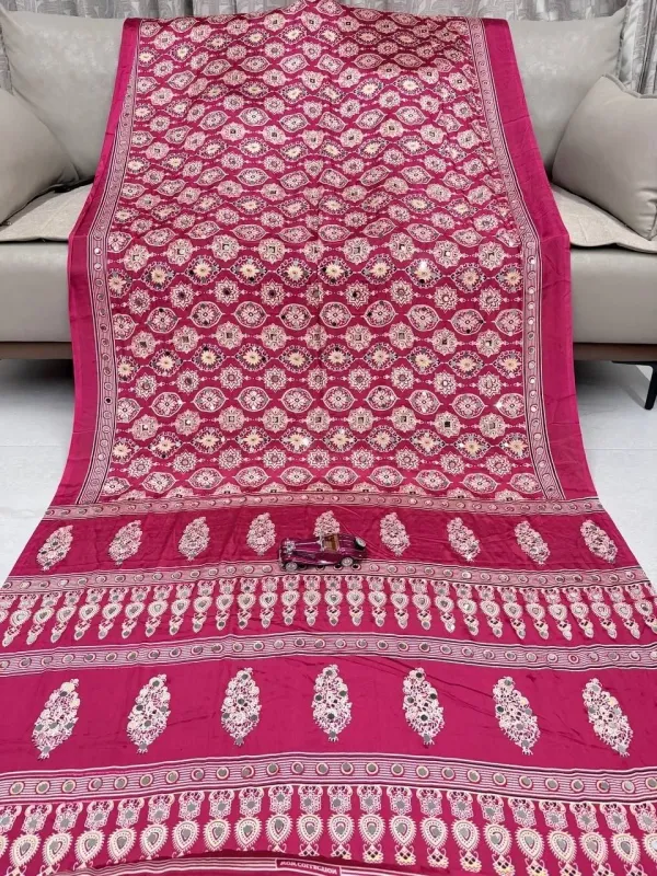 Ethnic_Ajarakh_Print_Artisan_Mirror_Work_Saree_For_Women