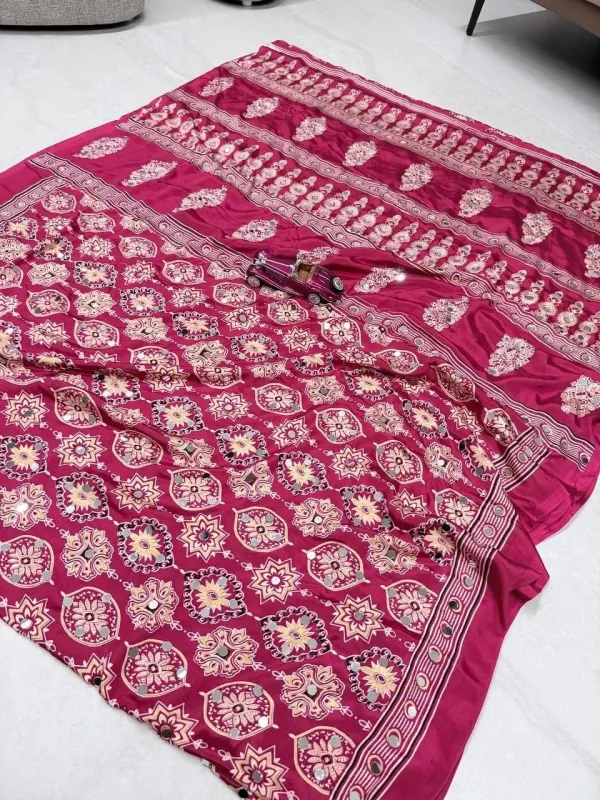 Ethnic_Ajarakh_Print_Artisan_Mirror_Work_Saree_For_Women