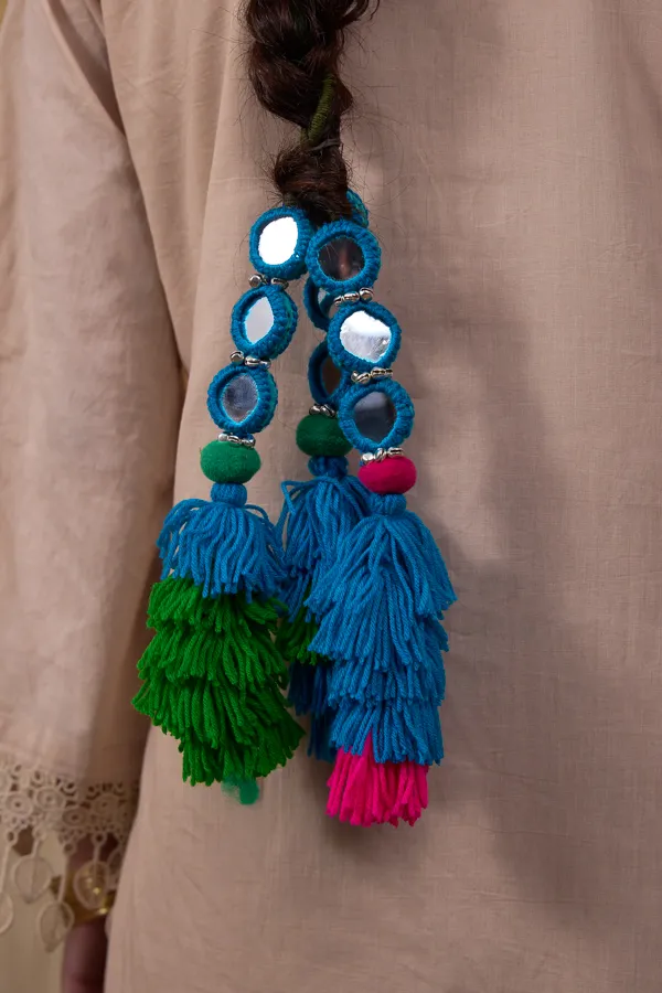 Blue_Cotton_Yarn_Mirror_Embellished_Hair_Parandi_For_Women