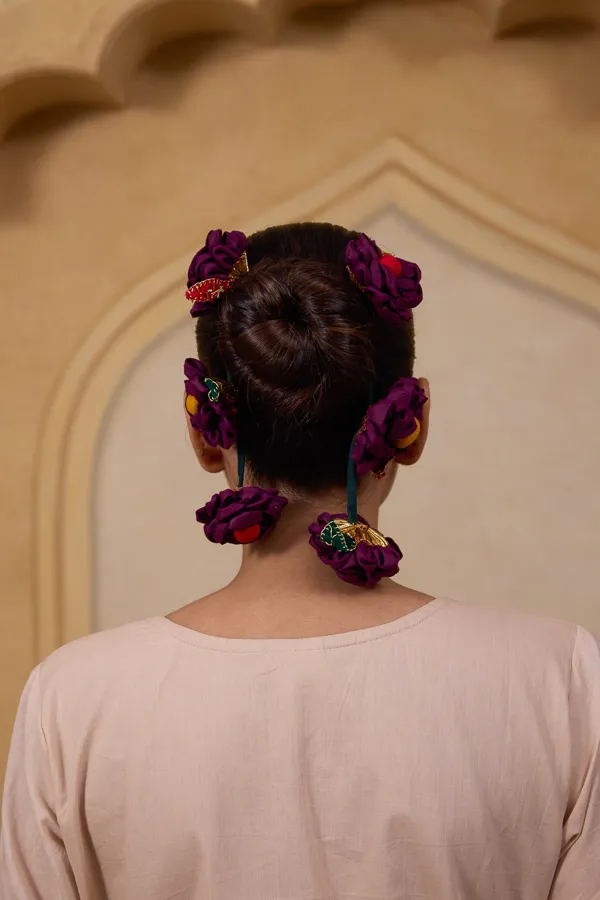 Pink_Cotton_Yarn_Floral_Hair_Parandi_For_Women