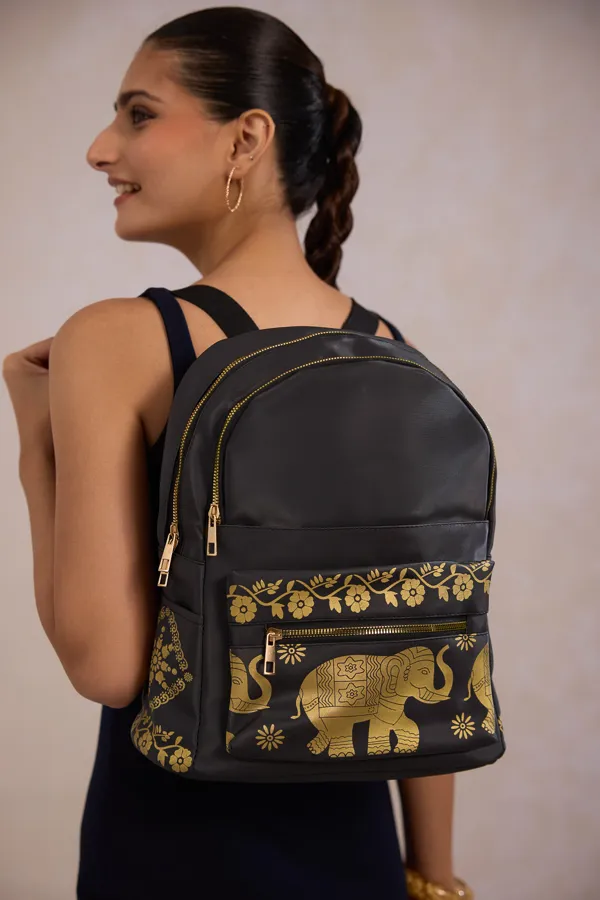 Black_Pu_Leather_Boho_Backpack_For_Women