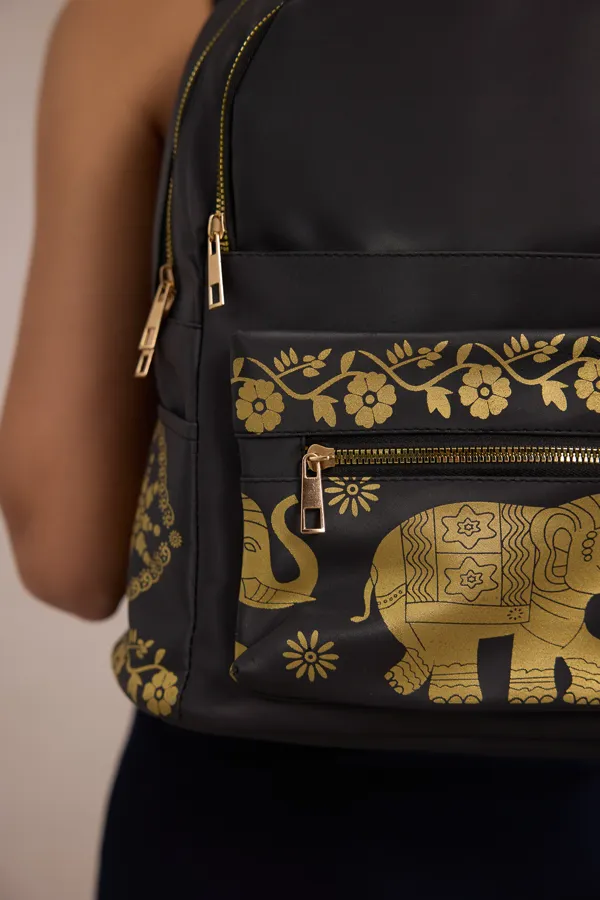 Black_Pu_Leather_Boho_Backpack_For_Women
