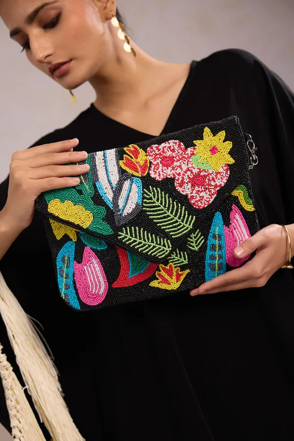 Black_Cotton_Beaded_Boho_Clutch_For_Women