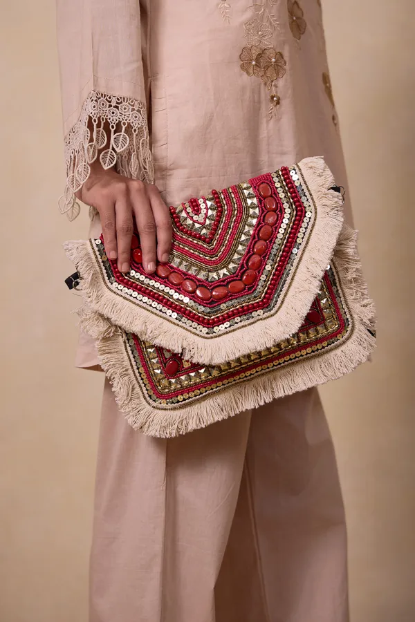 Red_Cotton_Beaded_Boho_Clutch_For_Women
