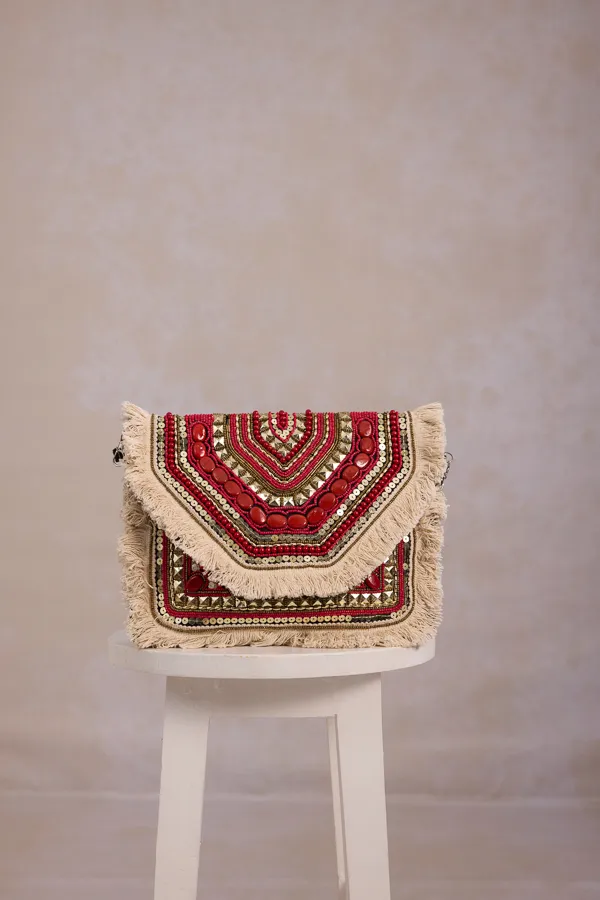 Red_Cotton_Beaded_Boho_Clutch_For_Women