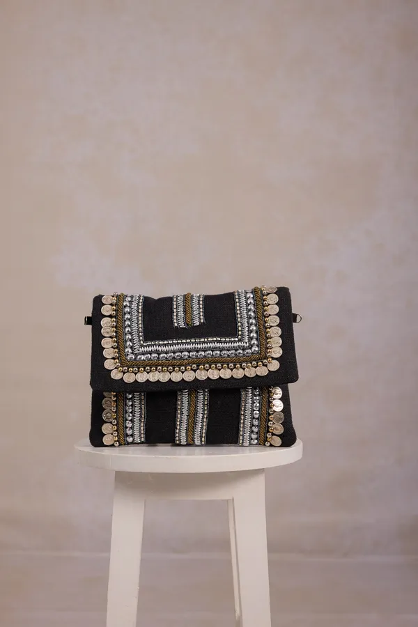 Black_Cotton_Beaded_Boho_Clutch_For_Women