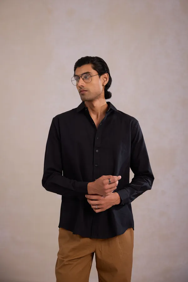Black_Cotton_Linen_Relaxed_Fit_Shirt_For_Men