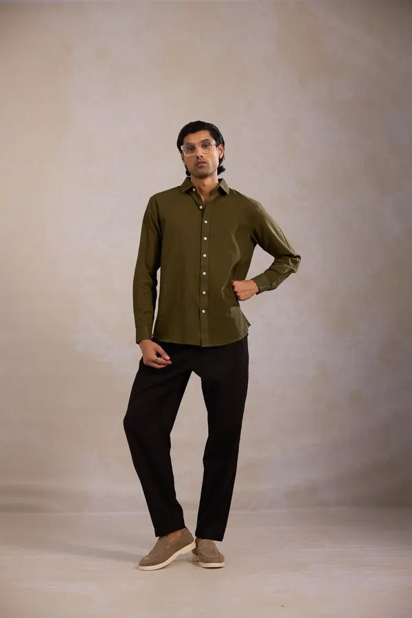 Olive_Cotton_Linen_Relaxed_Fit_Shirt_For_Men