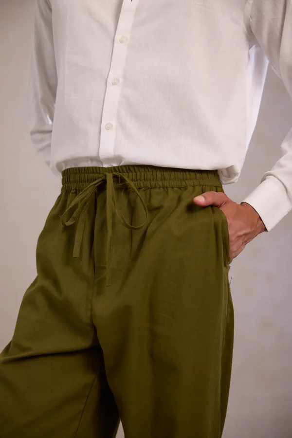 White_Cotton_Linen_Relaxed_Fit_Shirt_For_Men