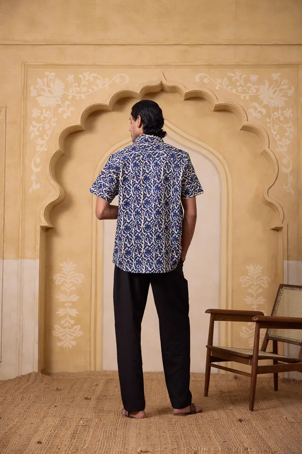 Indigo_Cotton_Block_Print_Relaxed_Fit_Shirt_For_Men