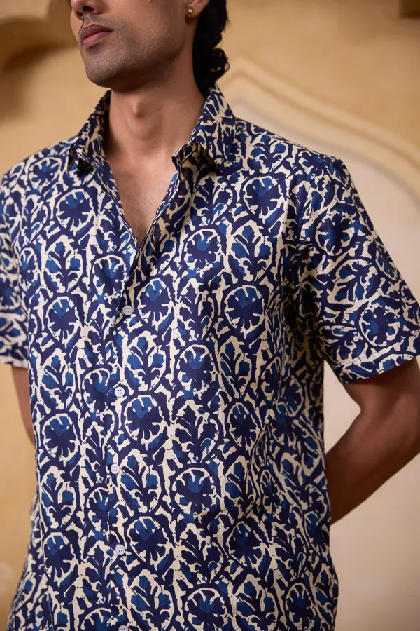 Indigo_Cotton_Block_Print_Relaxed_Fit_Shirt_For_Men