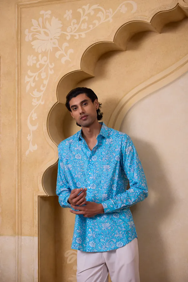Ocean_Blue_Cotton_Linen_Block_Print_Relaxed_Fit_Shirt_For_Men