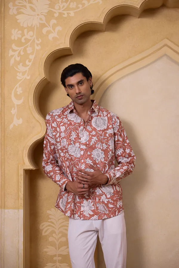Peach_Cotton_Linen_Block_Print_Relaxed_Fit_Shirt_For_Men