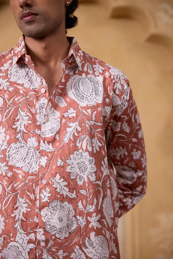 Peach_Cotton_Linen_Block_Print_Relaxed_Fit_Shirt_For_Men