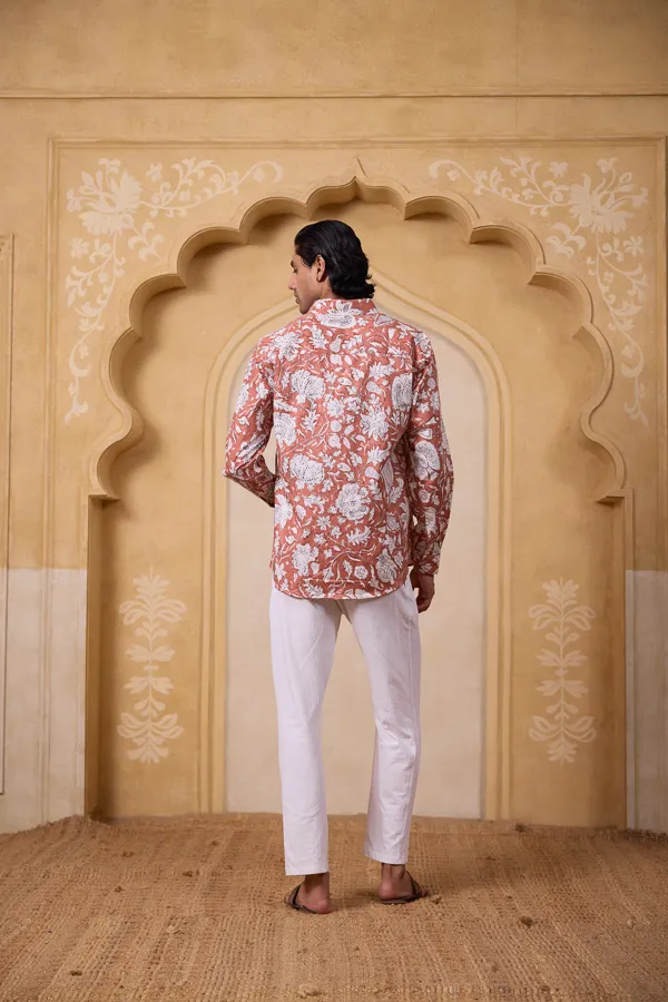 Peach_Cotton_Linen_Block_Print_Relaxed_Fit_Shirt_For_Men