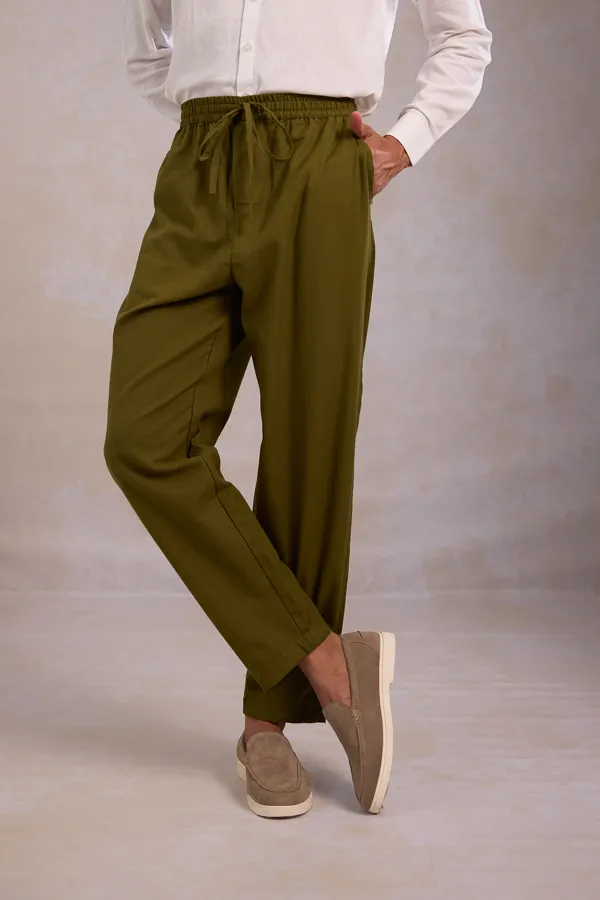 Olive_Cotton_Linen_Relaxed_Fit_Trousers_For_Men