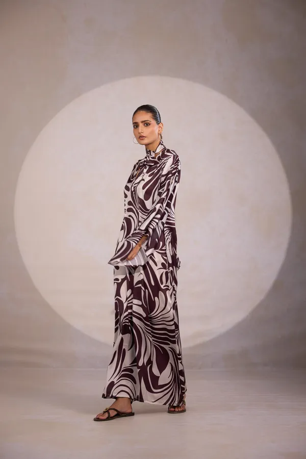 Brown_Fluid_Crepe_Bell_Sleeve_Maxi_Dress_For_Women