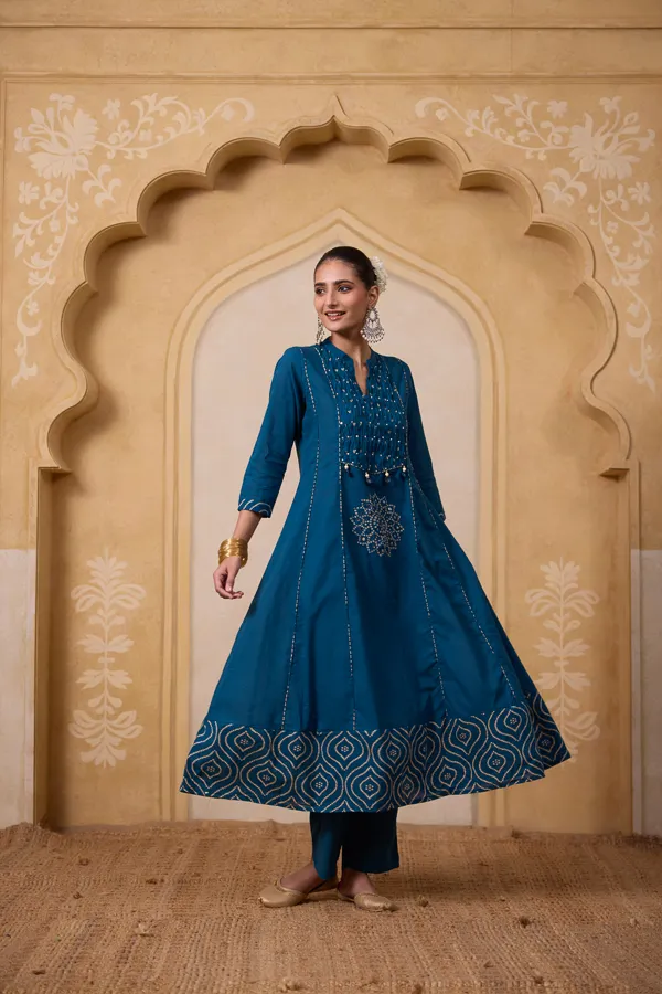 Blue_Cotton_Bandhani_Print_Anarkali_Suit_Set_For_Women