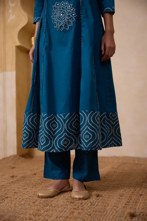 Blue_Cotton_Bandhani_Print_Anarkali_Suit_Set_For_Women