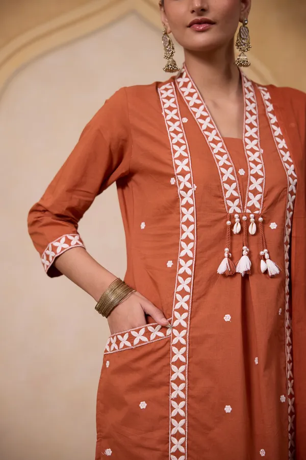 Orange_Cotton_Floral_Embroidered_Kurta_Suit_Set_For_Women