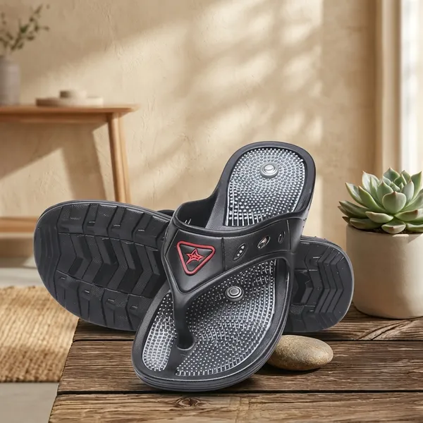 Black_Rubber_Magnetic_Acupressure_Slipper_Foot_Reflexology