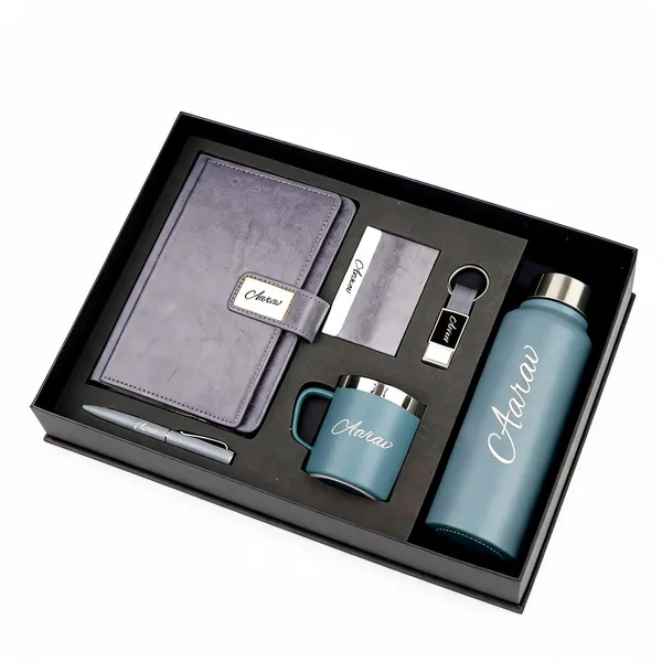 Blue_Corporate_Gift_Set_Bottle_Mug_Notebook_Pen_Keychain