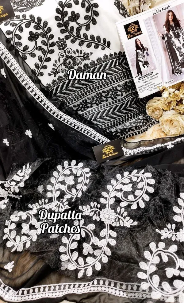 Black_And_White_Faux_Georgette_Embroidered_Suit_Set_For_Women